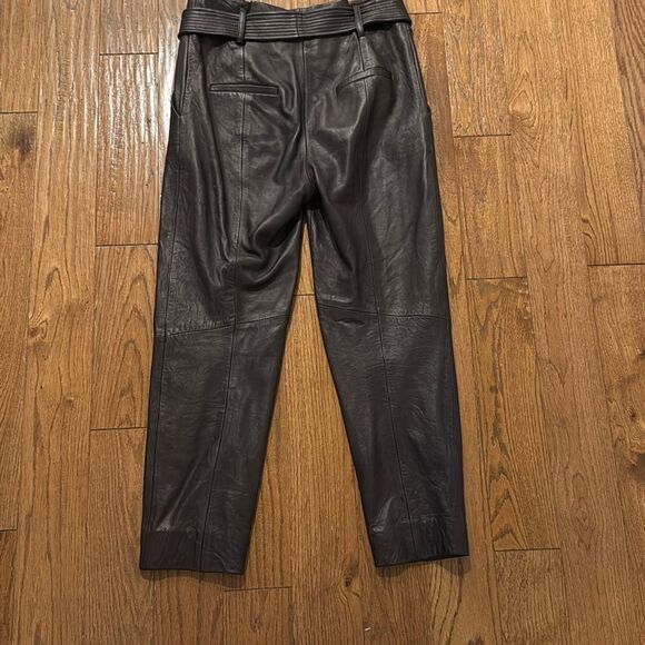 Veronica Beard Kaylee 100% leather brown high rise pants 6 - Picture 9 of 13